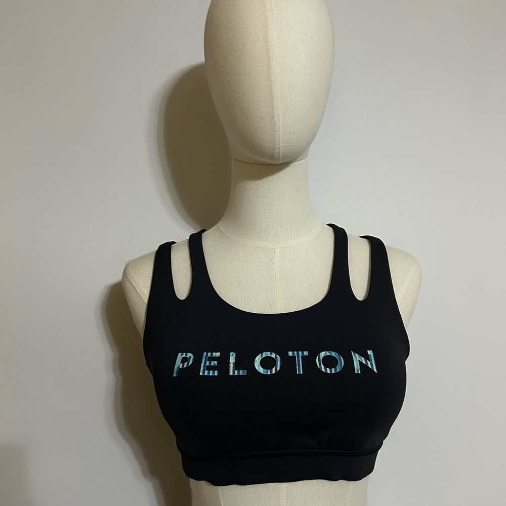 Peloton Black and Blue Sports Bra - cross back